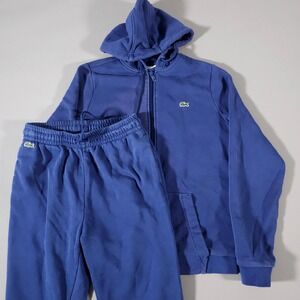 Lacoste Sport Tracksuit Women 36 Royal Blue Full Zip Hoodie and Joggers Set